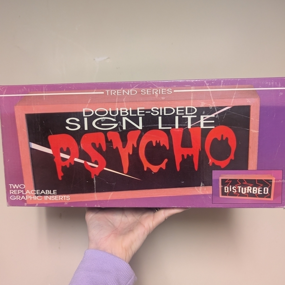Vintage Disturbed And Psycho Double-Sided Sign Lite